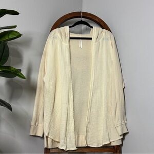 Anthropologie Cream Open-Front linen Women's Sweater new